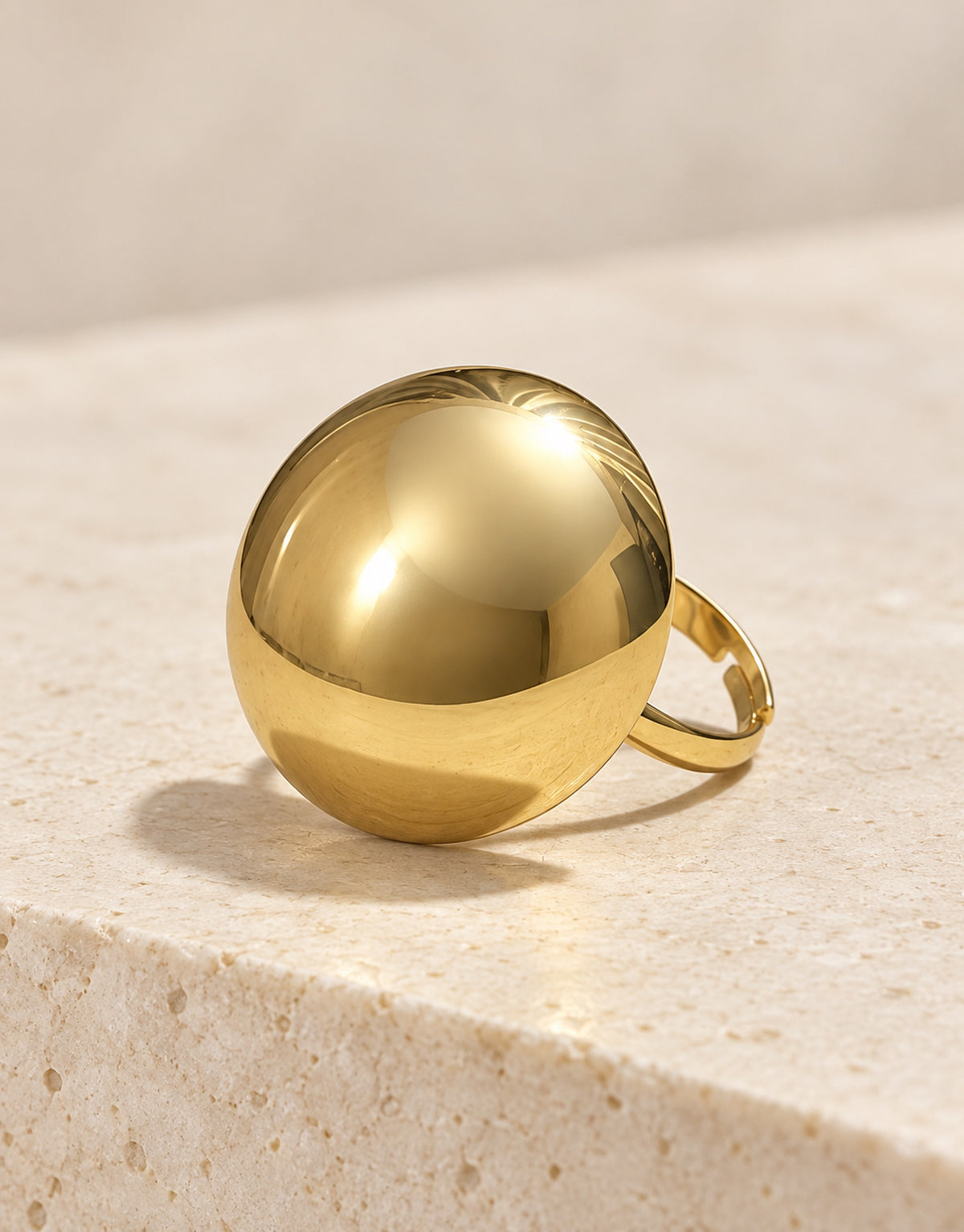 Orneza Gold-Tone Polished Dome Ring — front view