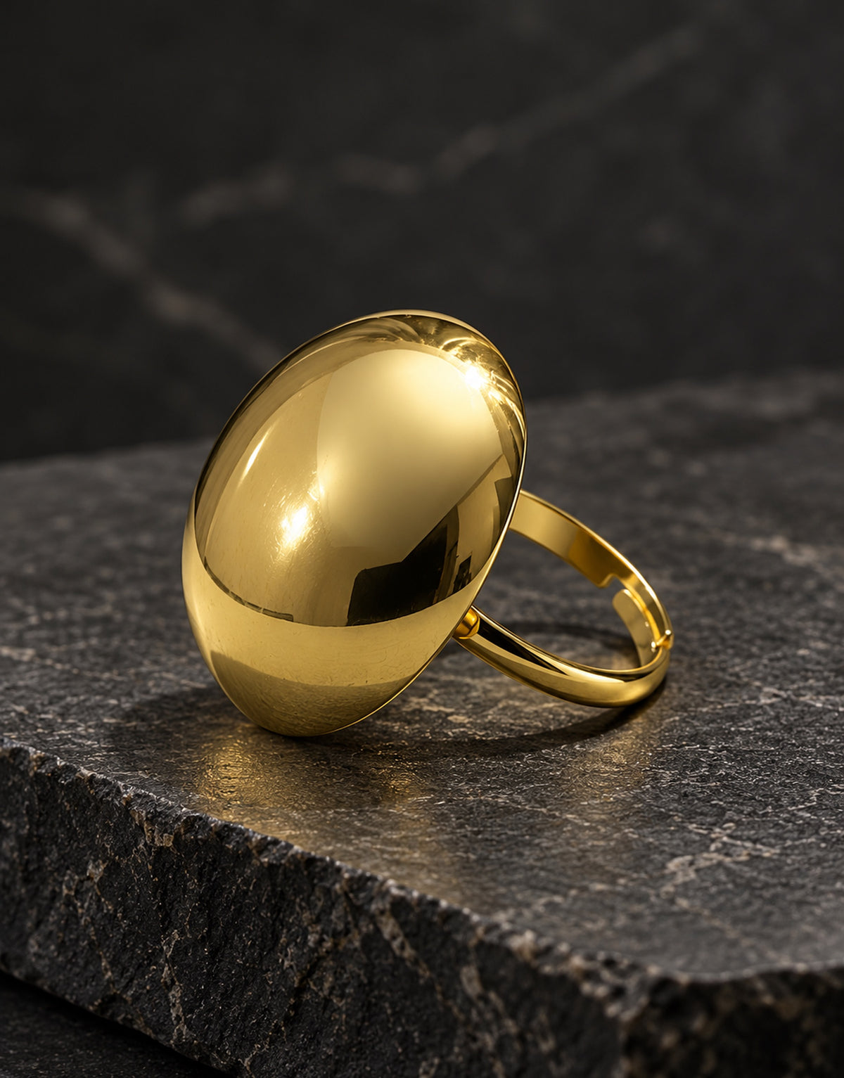 Orneza Gold-Tone Polished Dome Ring — styled view