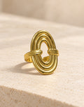 Orneza Gold-Tone Nested Oval Ring — front view