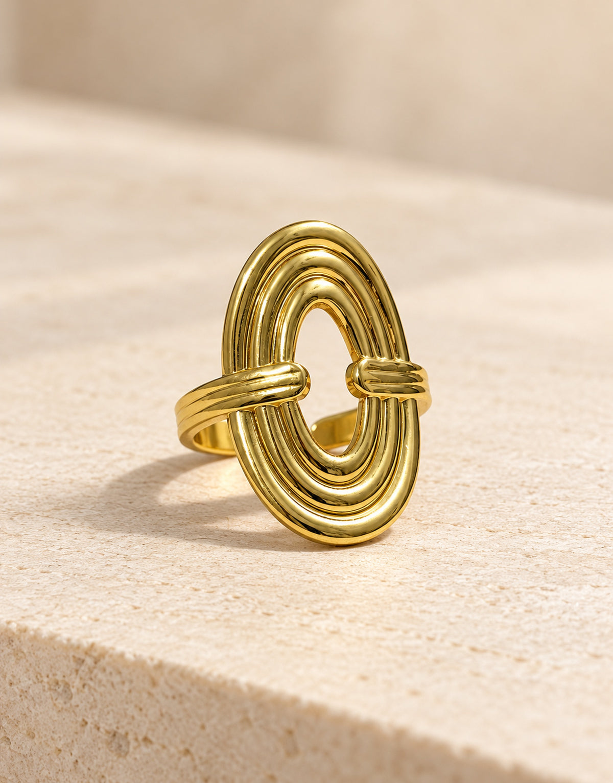 Orneza Gold-Tone Nested Oval Ring — front view