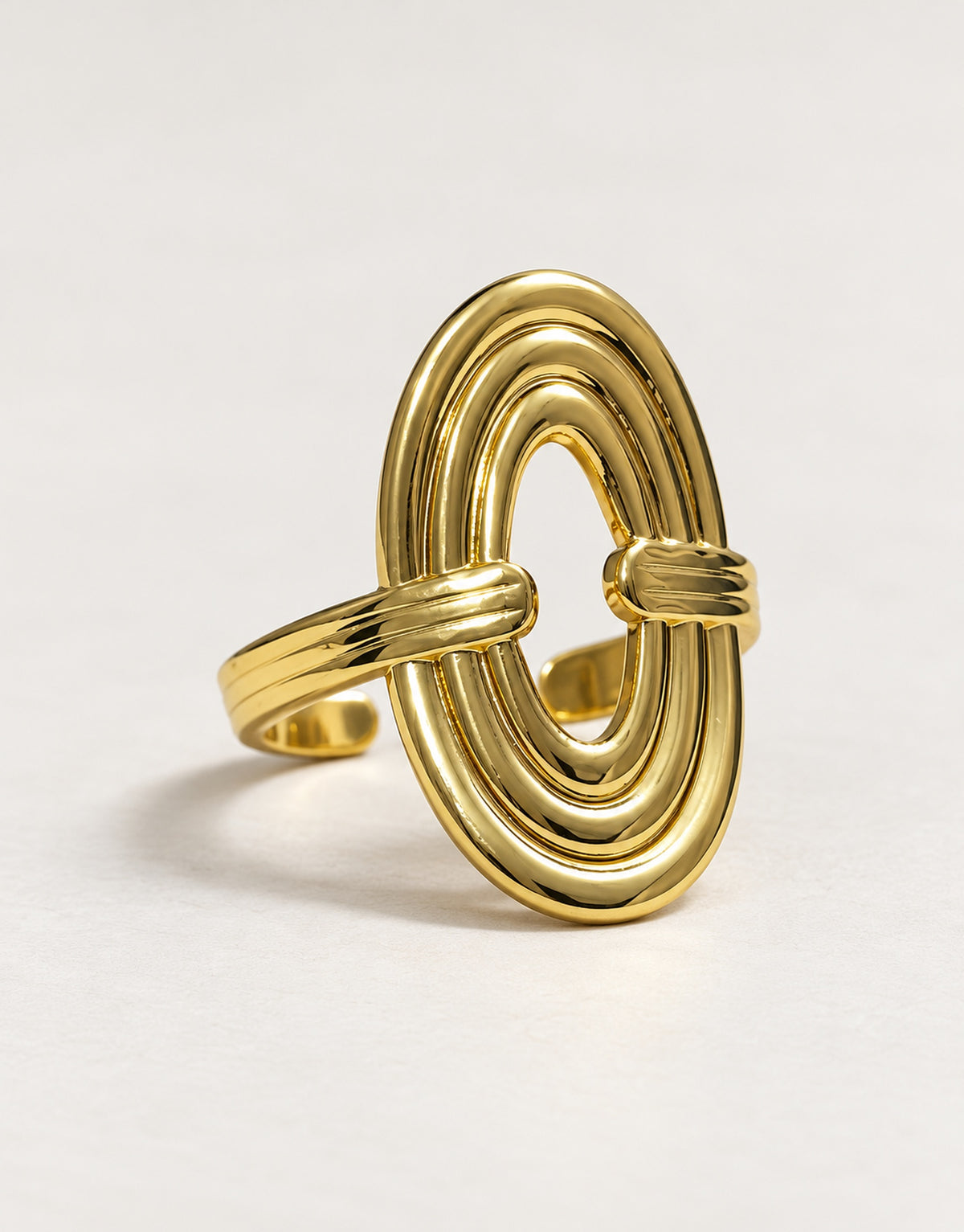 Orneza Gold-Tone Nested Oval Ring — angle view