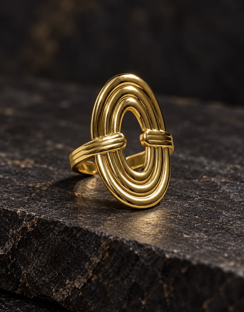 Orneza Gold-Tone Nested Oval Ring — styled view
