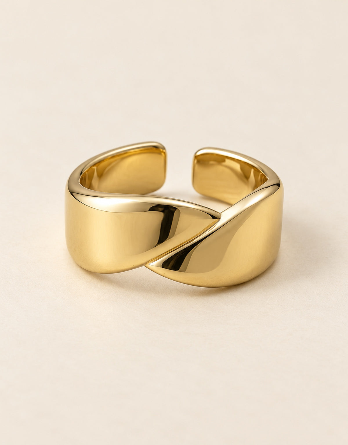 Orneza Gold-Tone Folded Wide Band Ring — angle view