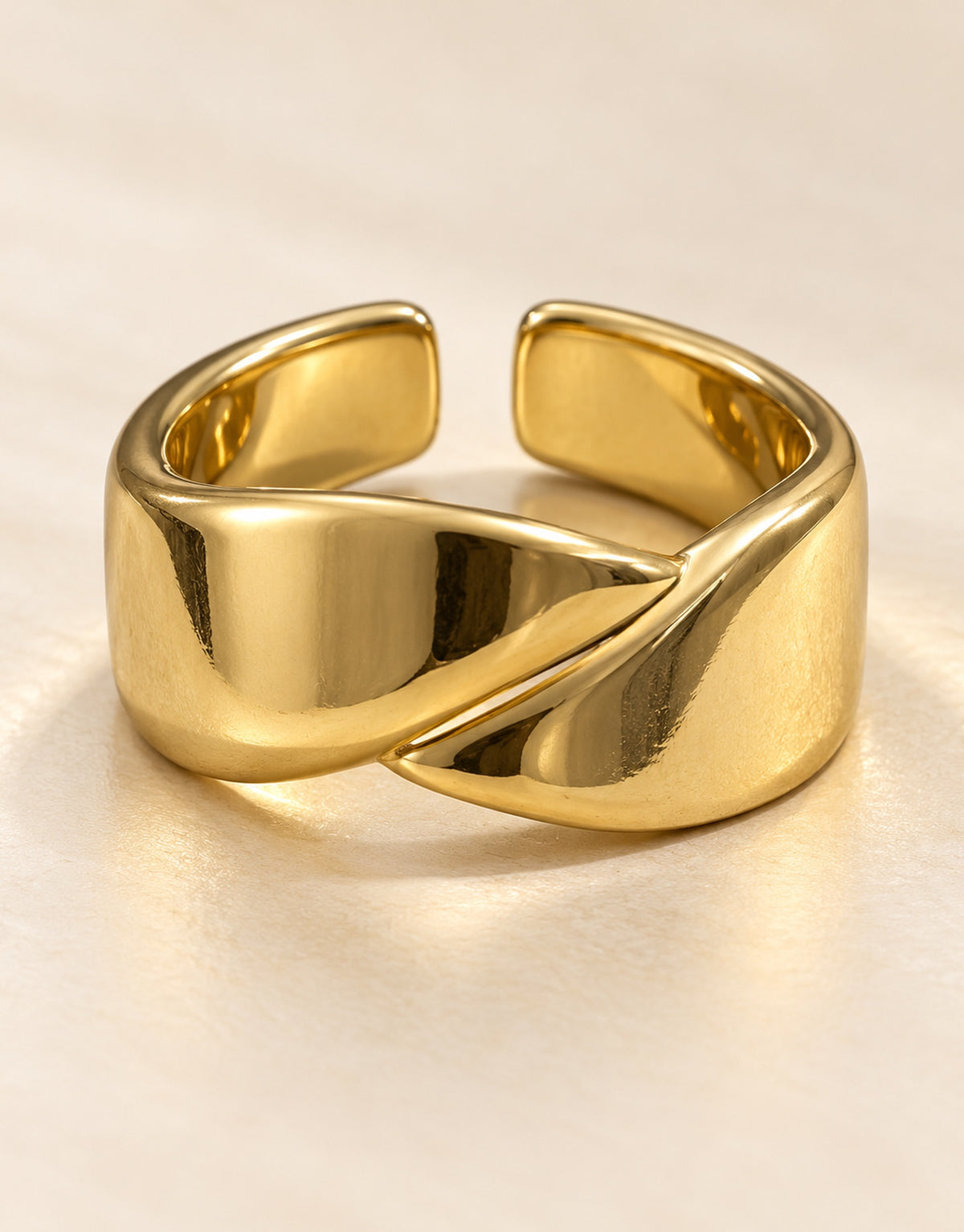 Orneza Gold-Tone Folded Wide Band Ring — detail view