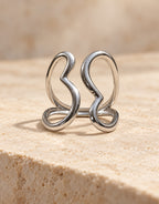 Orneza Silver-Tone Abstract Wire Loop Ring — front view