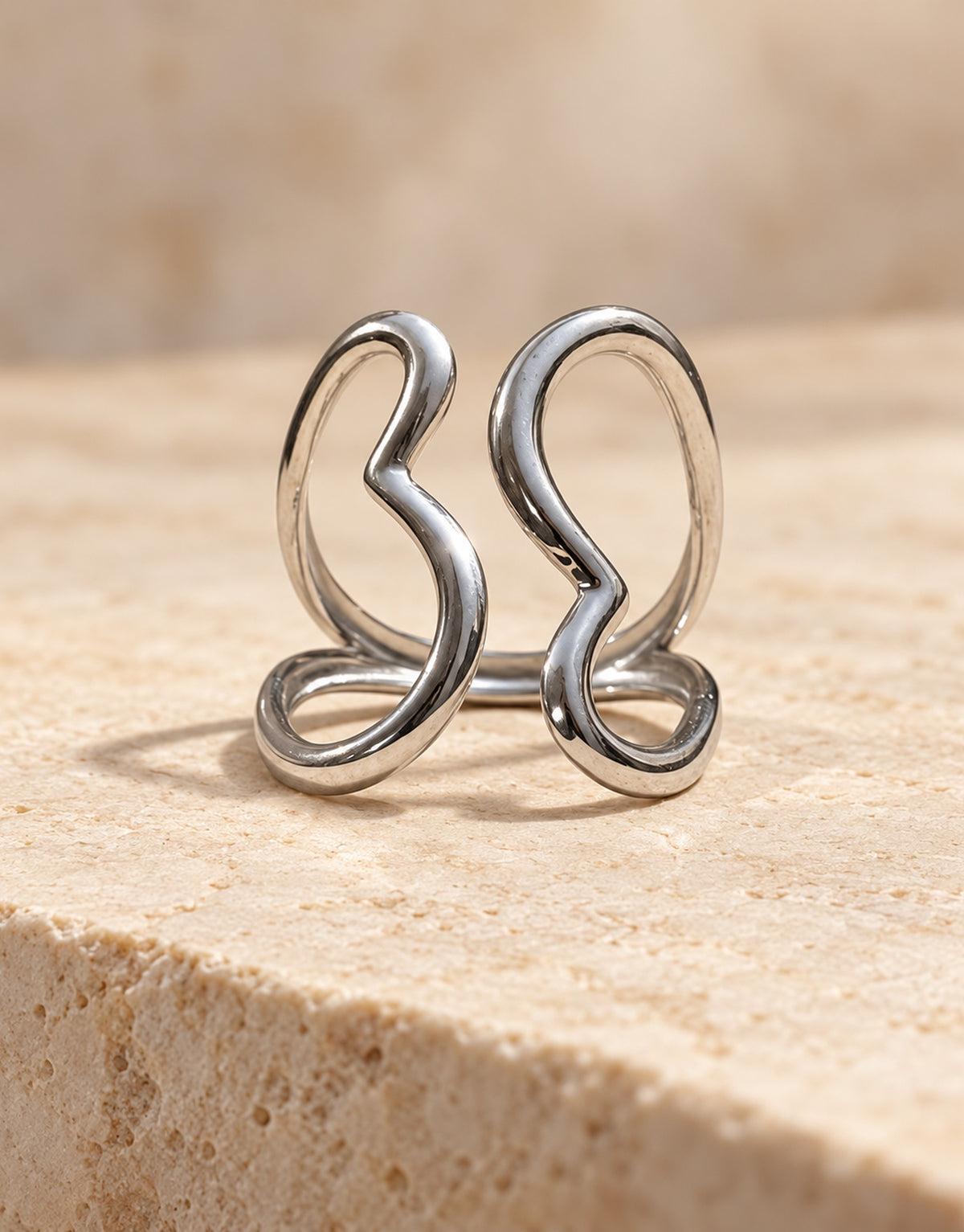 Orneza Silver-Tone Abstract Wire Loop Ring — front view