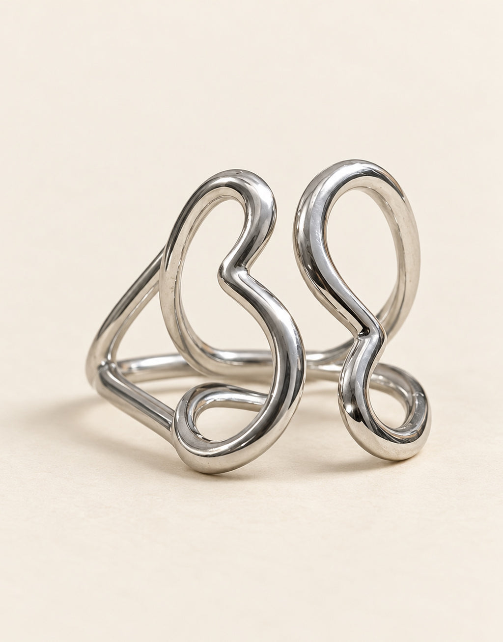 Orneza Silver-Tone Abstract Wire Loop Ring — angle view
