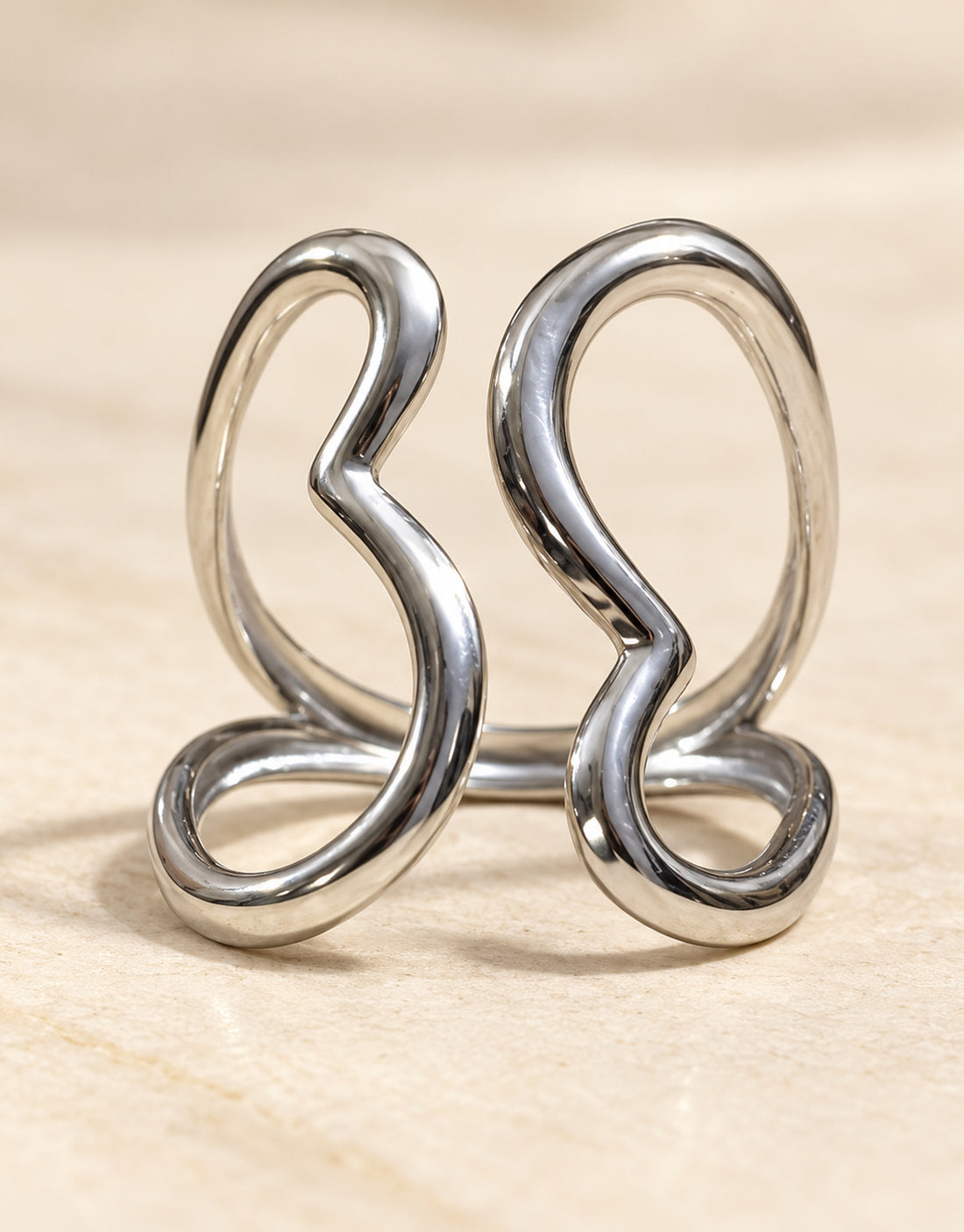Orneza Silver-Tone Abstract Wire Loop Ring — detail view