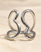 Orneza Silver-Tone Abstract Wire Loop Ring — detail view