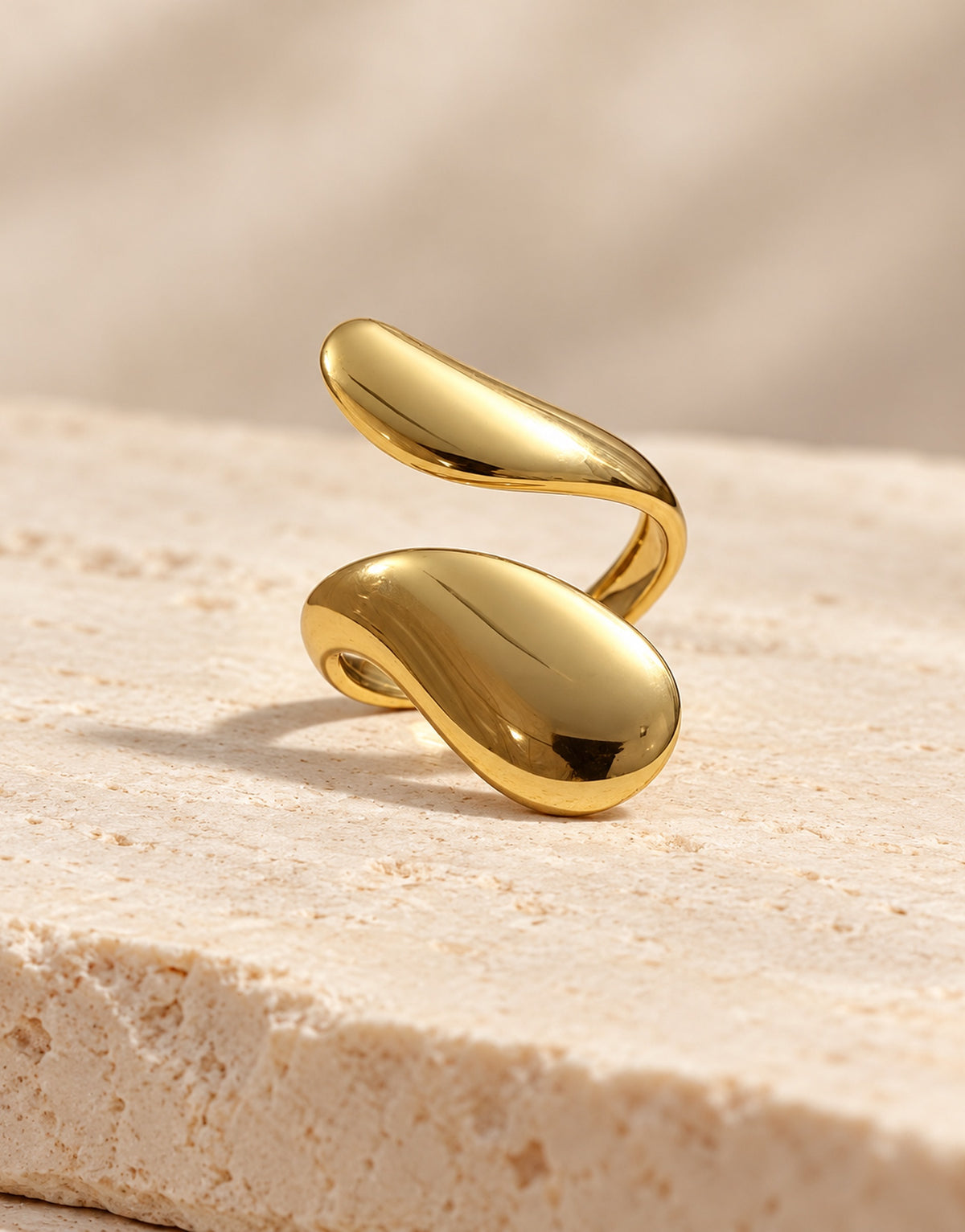Orneza Gold-Tone Double Teardrop Wrap Ring — front view