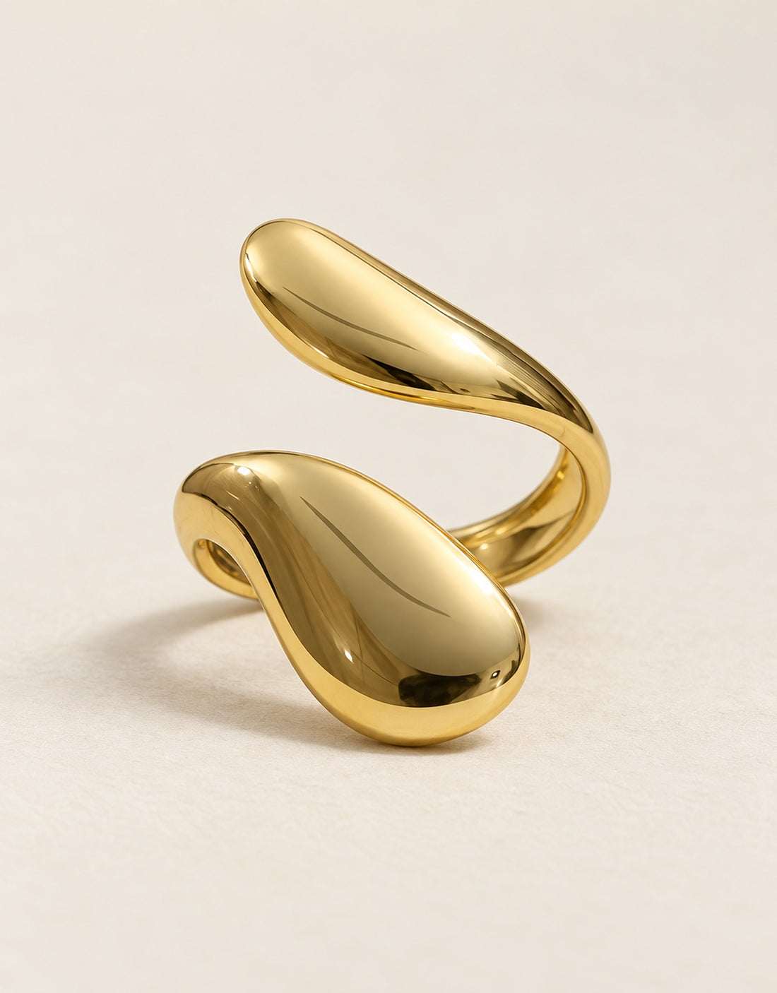 Orneza Gold-Tone Double Teardrop Wrap Ring — angle view