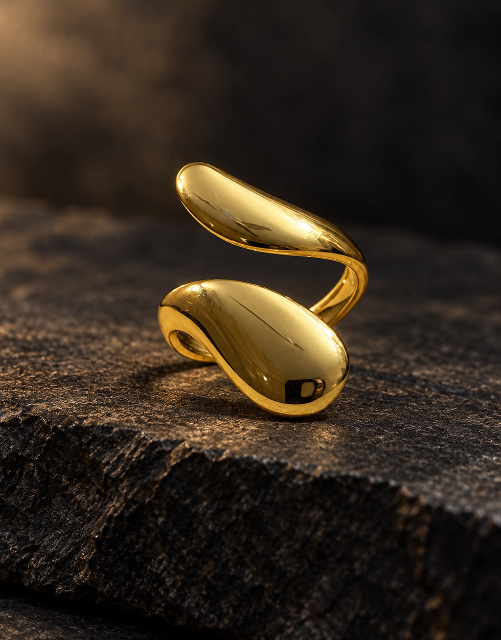 Orneza Gold-Tone Double Teardrop Wrap Ring — styled view