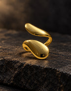 Orneza Gold-Tone Double Teardrop Wrap Ring — styled view