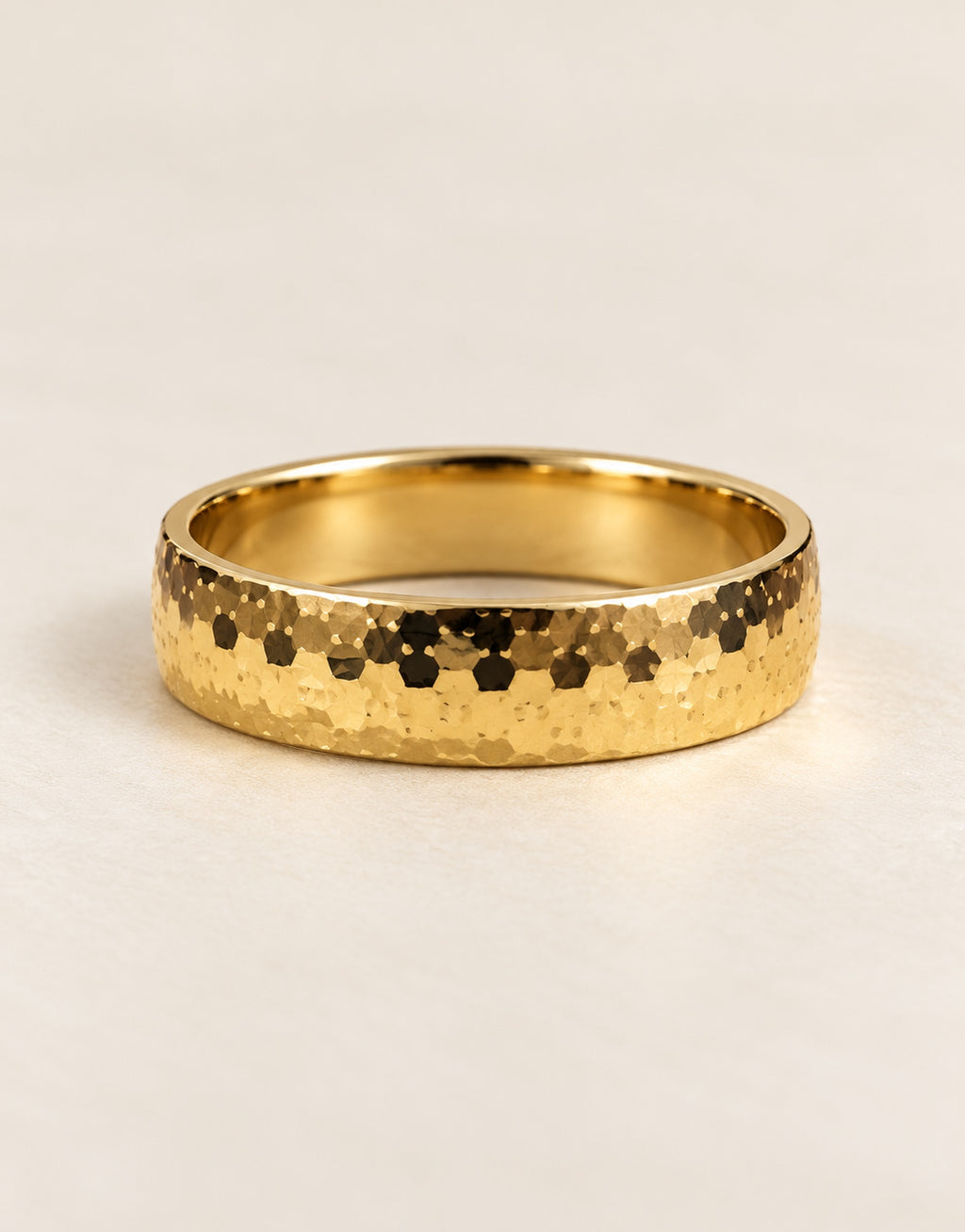 Orneza Gold-Tone Speckled Pattern Band Ring — angle view