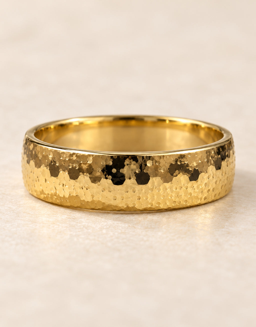 Orneza Gold-Tone Speckled Pattern Band Ring — detail view
