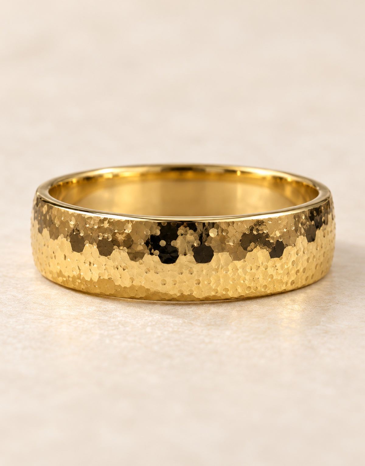 Orneza Gold-Tone Speckled Pattern Band Ring — detail view