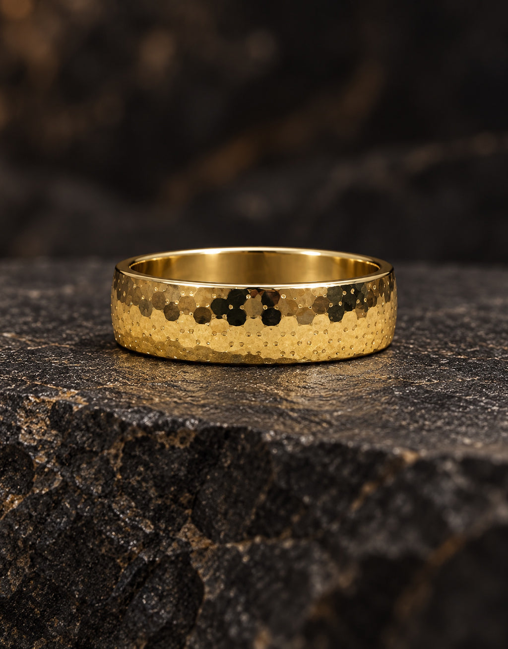 Orneza Gold-Tone Speckled Pattern Band Ring — styled view