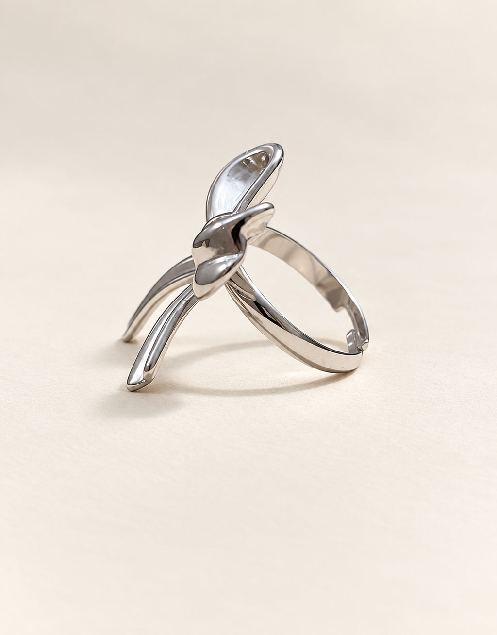Orneza Silver-Tone Bow Ring — angle view