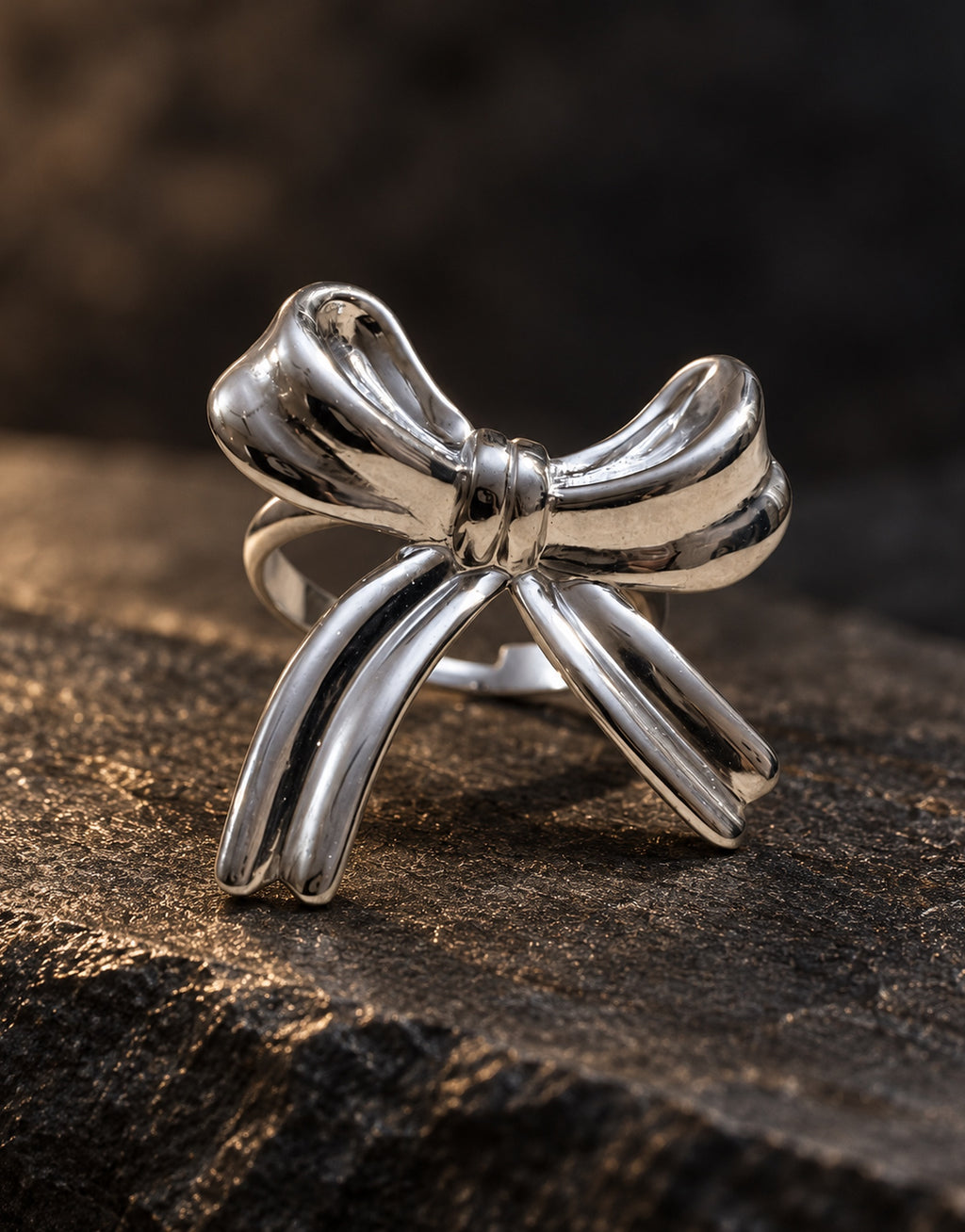 Orneza Silver-Tone Bow Ring — styled view