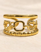 Orneza Gold-Tone Chain Link Triple Band Ring — detail view