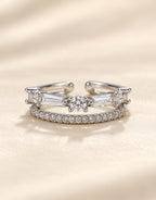 Orneza Silver-Tone Baguette and Pave Double Row Ring — detail view