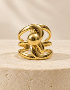 Orneza Gold-Tone Sculptural Orb Loop Ring — front view