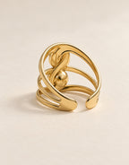 Orneza Gold-Tone Sculptural Orb Loop Ring — angle view