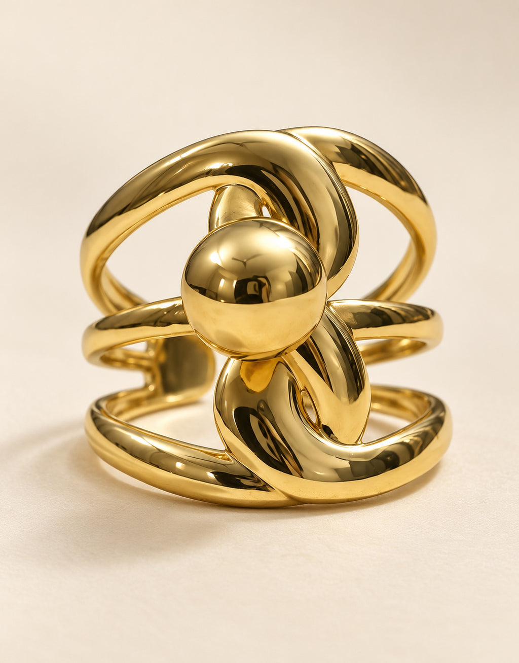 Orneza Gold-Tone Sculptural Orb Loop Ring — detail view