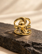 Orneza Gold-Tone Sculptural Orb Loop Ring — styled view
