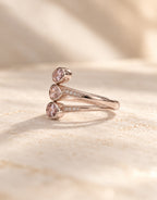 Orneza Rose-Gold-Tone Three Pink Stone Ring — angle view