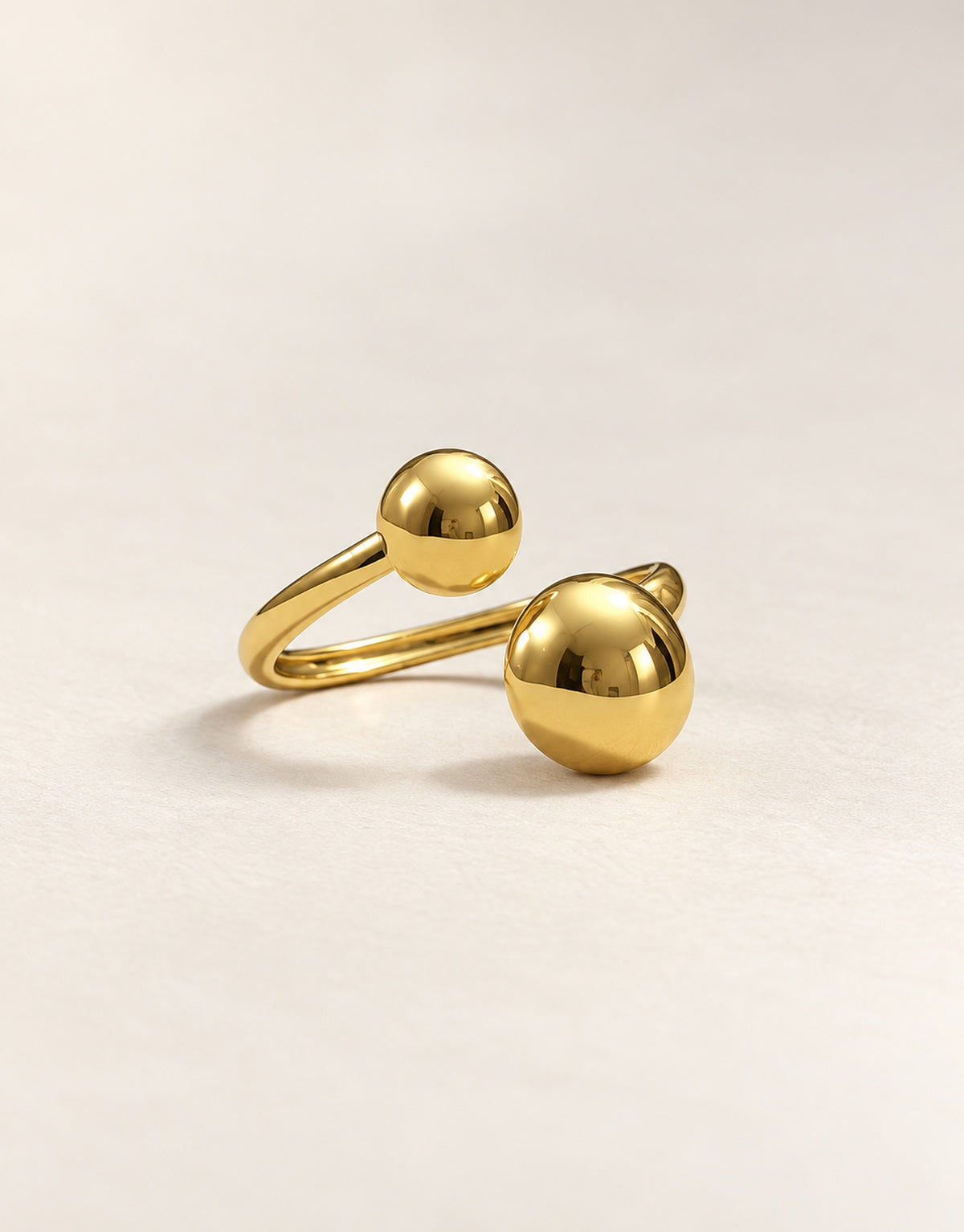 Orneza Gold-Tone Open Twin Ball Ring — angle view