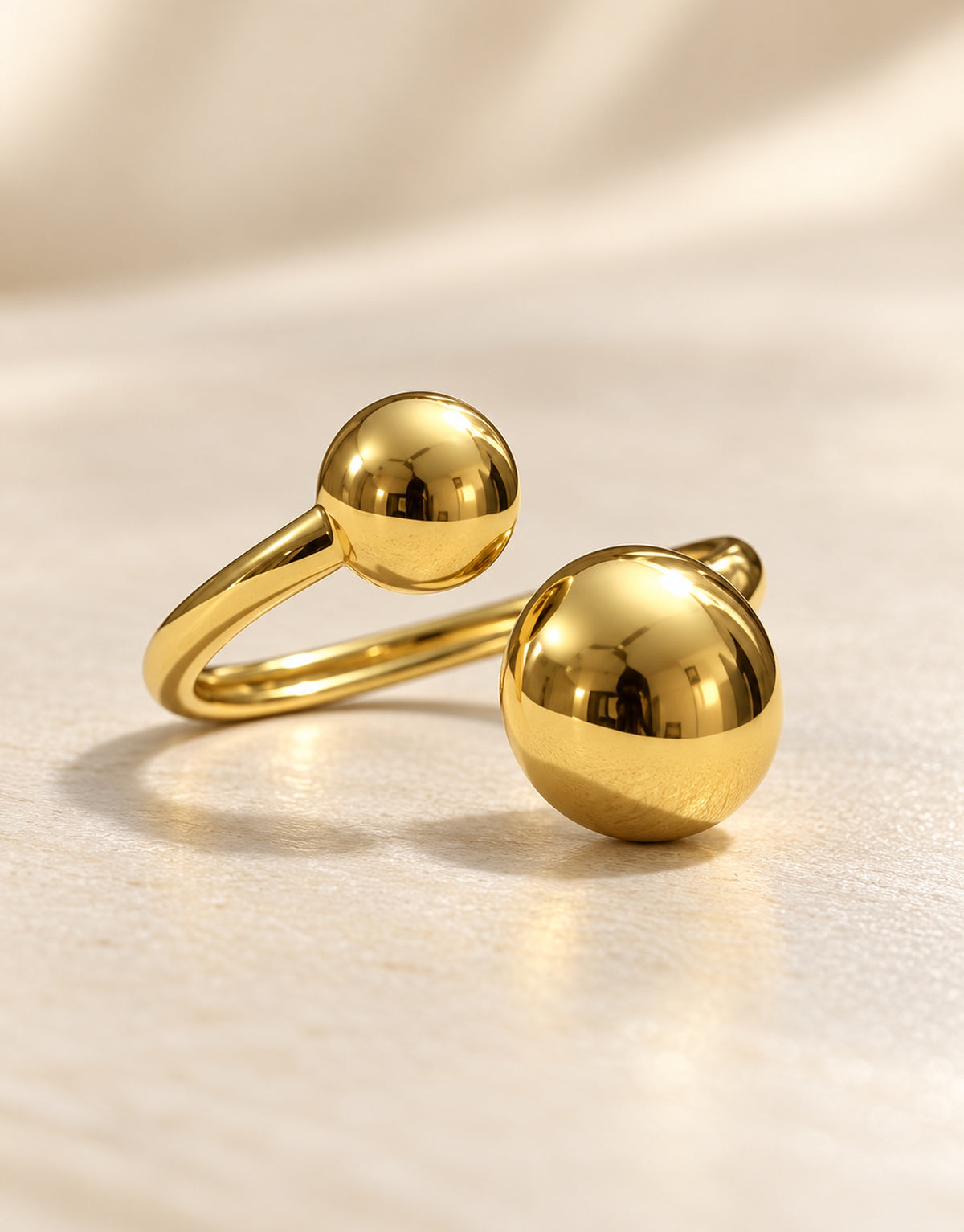 Orneza Gold-Tone Open Twin Ball Ring — detail view