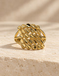 Orneza Gold-Tone Filigree Disc Ring — front view