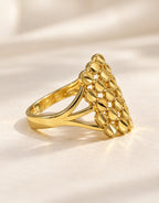Orneza Gold-Tone Filigree Disc Ring — angle view
