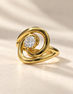 Orneza Gold-Tone Spiral Clear Stone Ring — detail view