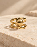Orneza Gold-Tone Ball and Ribbed Loop Ring — front view