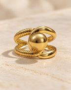 Orneza Gold-Tone Ball and Ribbed Loop Ring — detail view
