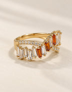 Orneza Gold-Tone Asymmetric Baguette Stone Ring — angle view