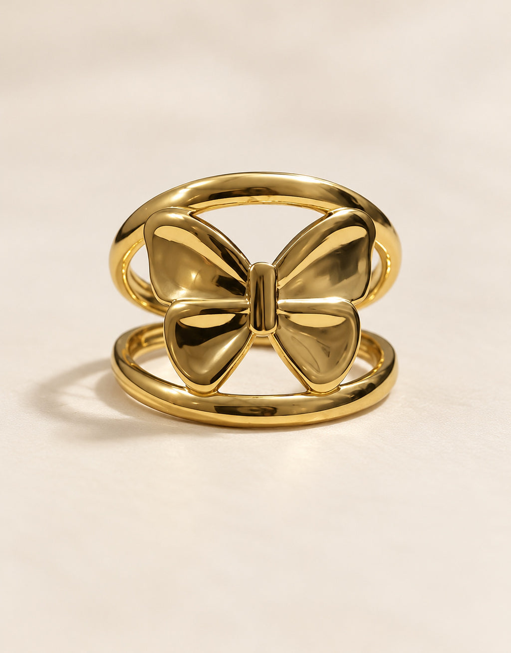 Orneza Gold-Tone Butterfly Open Frame Ring — front view