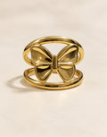 Orneza Gold-Tone Butterfly Open Frame Ring — front view