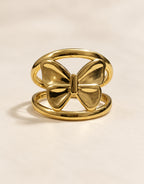 Orneza Gold-Tone Butterfly Open Frame Ring — front view