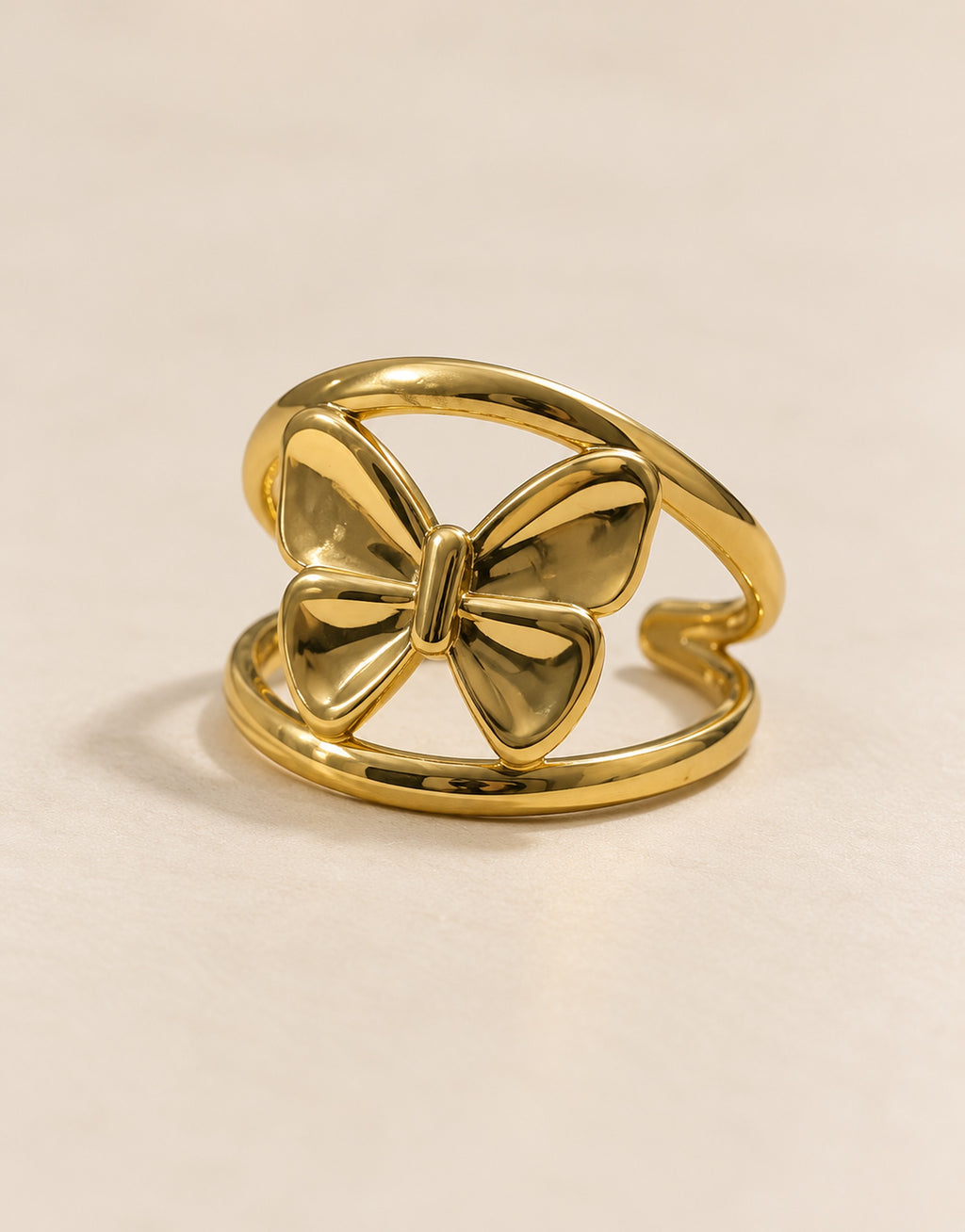 Orneza Gold-Tone Butterfly Open Frame Ring — angle view