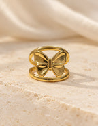 Orneza Gold-Tone Butterfly Open Frame Ring — styled view