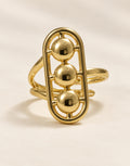 Orneza Gold-Tone Three Ball Oval Frame Ring — front view