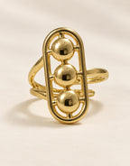 Orneza Gold-Tone Three Ball Oval Frame Ring — front view
