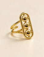 Orneza Gold-Tone Three Ball Oval Frame Ring — angle view