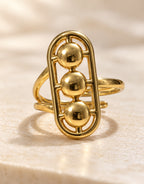 Orneza Gold-Tone Three Ball Oval Frame Ring — detail view