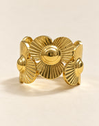 Orneza Gold-Tone Sunburst Daisy Disc Ring — front view