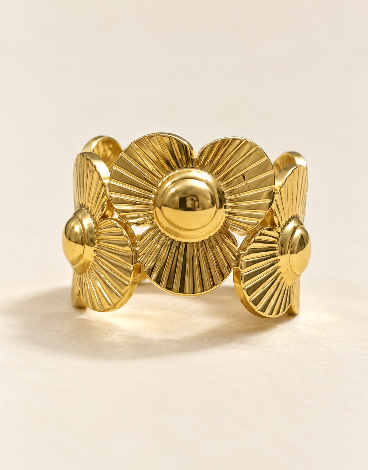 Orneza Gold-Tone Sunburst Daisy Disc Ring — front view
