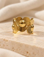 Orneza Gold-Tone Sunburst Daisy Disc Ring — styled view